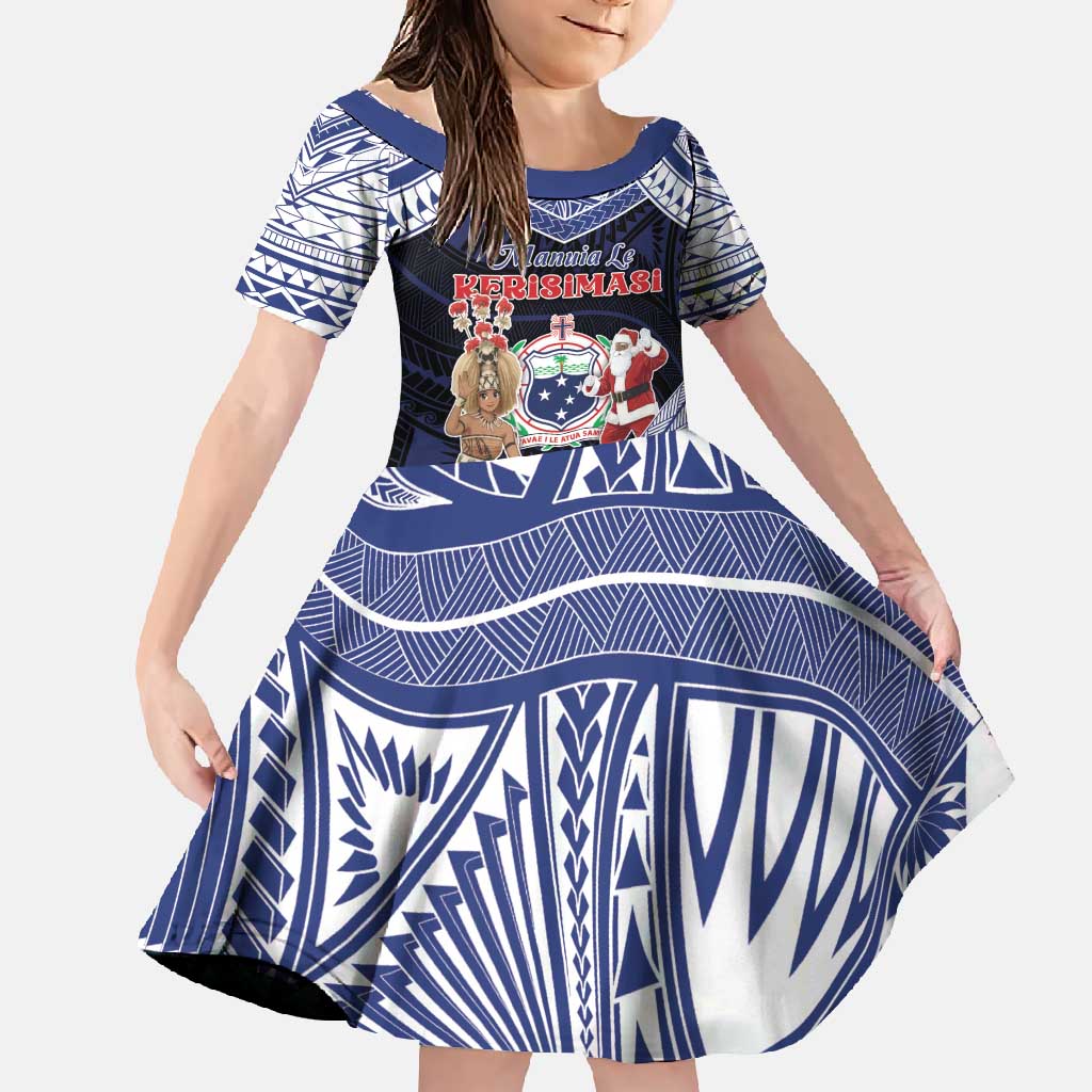 Samoa Christmas Family Matching Off Shoulder Maxi Dress and Hawaiian Shirt Samoan Siva Dance With Santa - Polynesian Pride