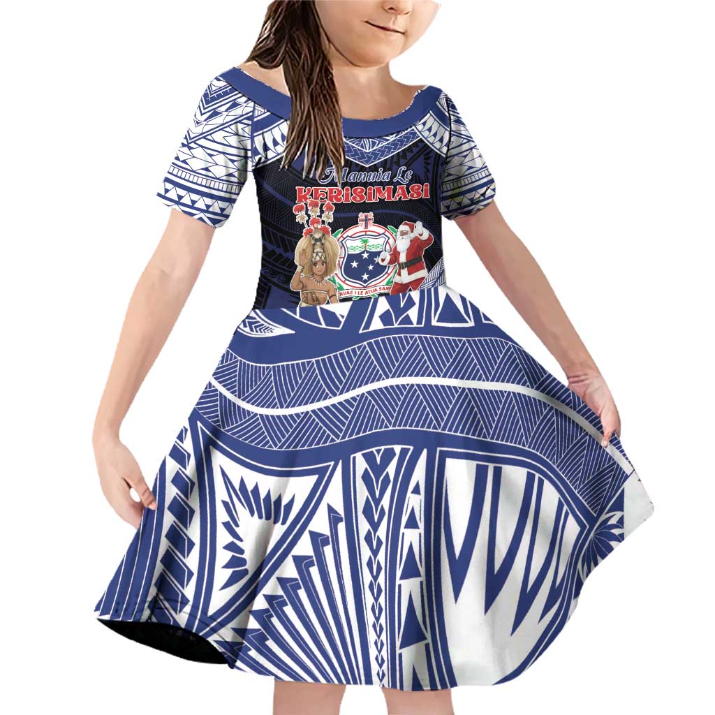 Samoa Christmas Family Matching Off Shoulder Short Dress and Hawaiian Shirt Samoan Siva Dance With Santa - Polynesian Pride