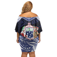 Samoa Christmas Family Matching Off Shoulder Short Dress and Hawaiian Shirt Samoan Siva Dance With Santa - Polynesian Pride