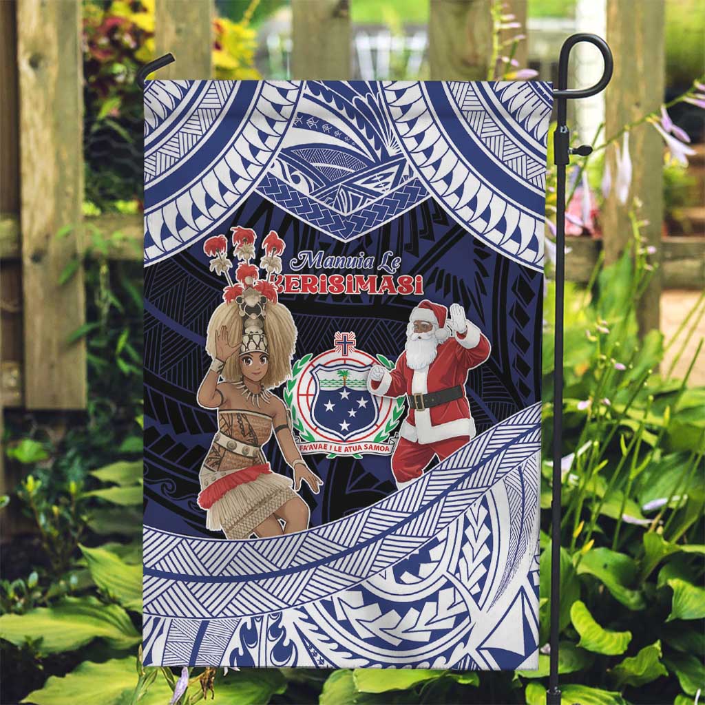 Samoa Christmas Garden Flag Samoan Siva Dance With Santa - Polynesian Pride