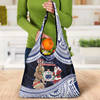 Samoa Christmas Grocery Bag Samoan Siva Dance With Santa - Polynesian Pride