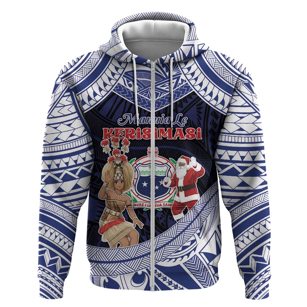 Samoa Christmas Hoodie Samoan Siva Dance With Santa - Polynesian Pride