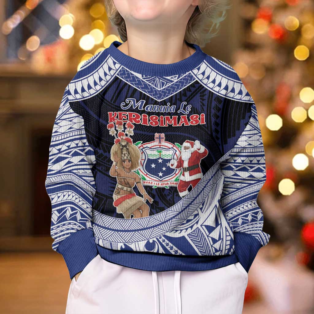 Samoa Christmas Kid Ugly Christmas Sweater Samoan Siva Dance With Santa - Polynesian Pride