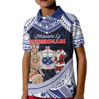 Samoa Christmas Kid Polo Shirt Samoan Siva Dance With Santa - Polynesian Pride