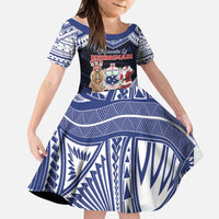 Samoa Christmas Kid Short Sleeve Dress Samoan Siva Dance With Santa - Polynesian Pride