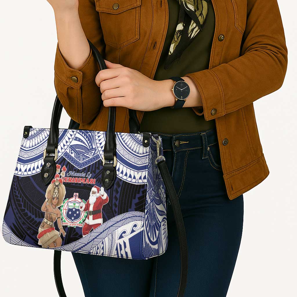 Samoa Christmas Leather Bag Samoan Siva Dance With Santa - Polynesian Pride