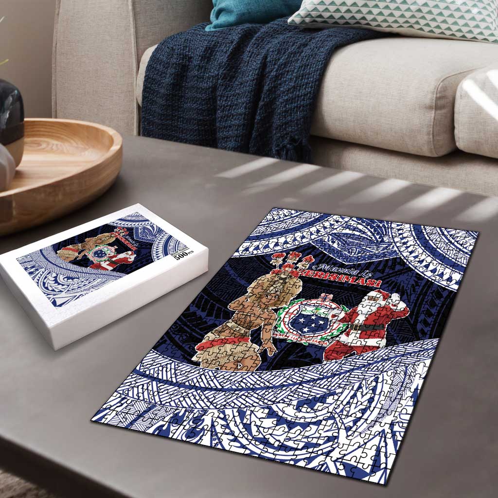 Samoa Christmas Puzzle Samoan Siva Dance With Santa - Polynesian Pride