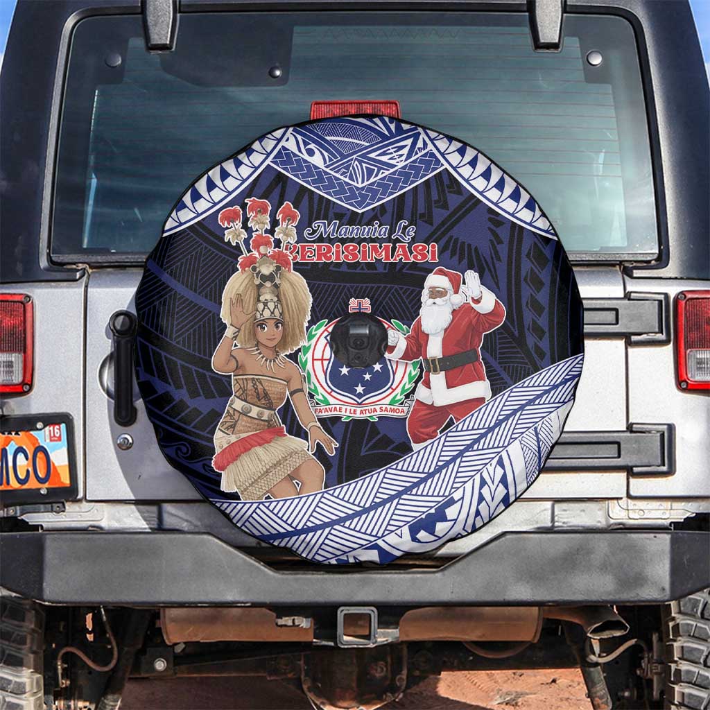Samoa Christmas Spare Tire Cover Samoan Siva Dance With Santa - Polynesian Pride