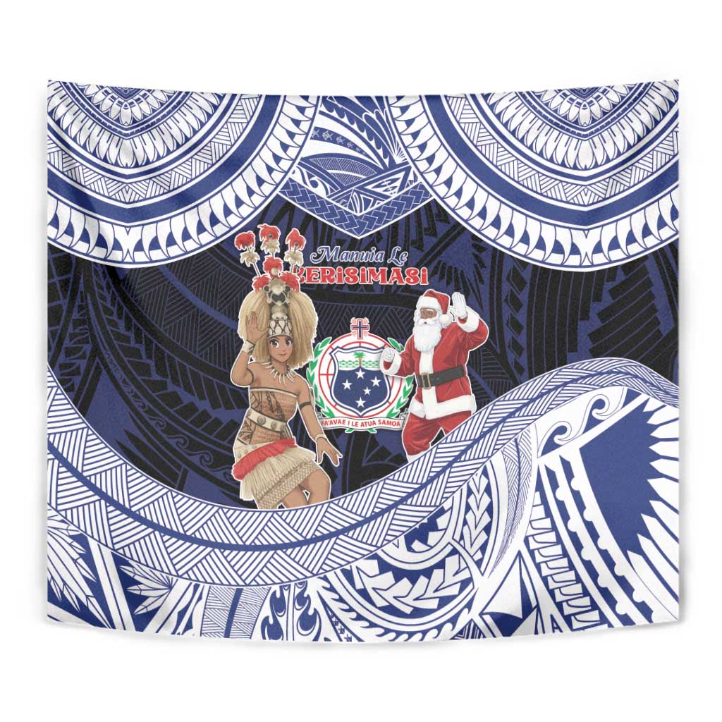 Samoa Christmas Tapestry Samoan Siva Dance With Santa - Polynesian Pride