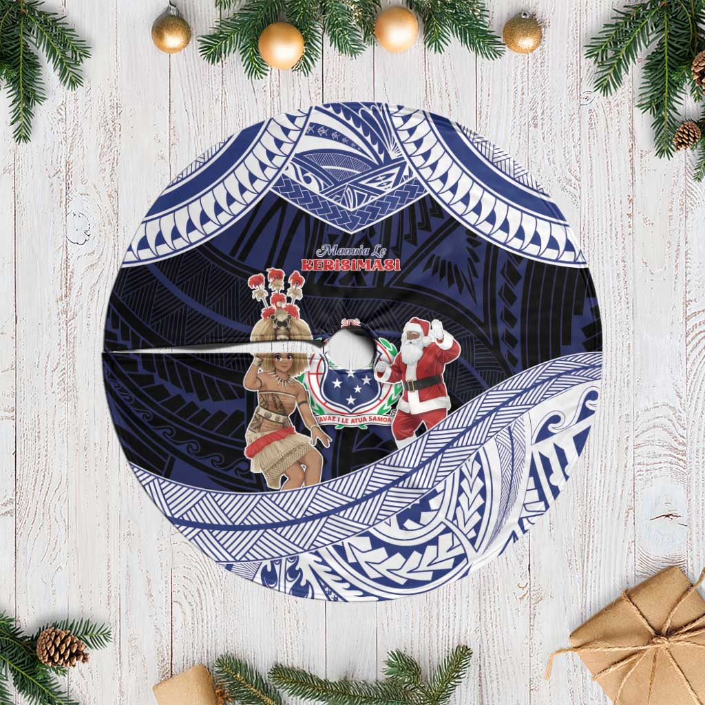 Samoa Christmas Tree Skirt Samoan Siva Dance With Santa - Polynesian Pride