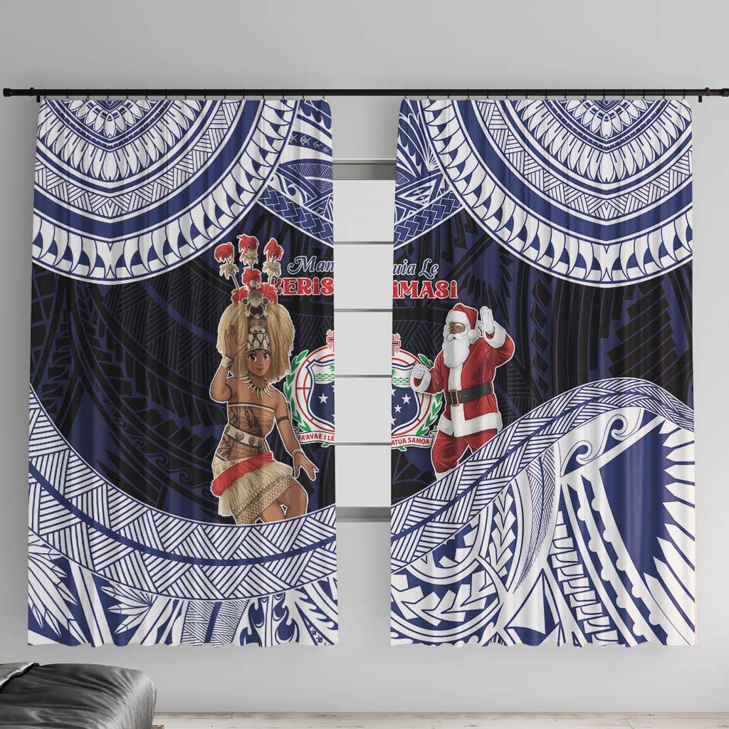 Samoa Christmas Window Curtain Samoan Siva Dance With Santa - Polynesian Pride
