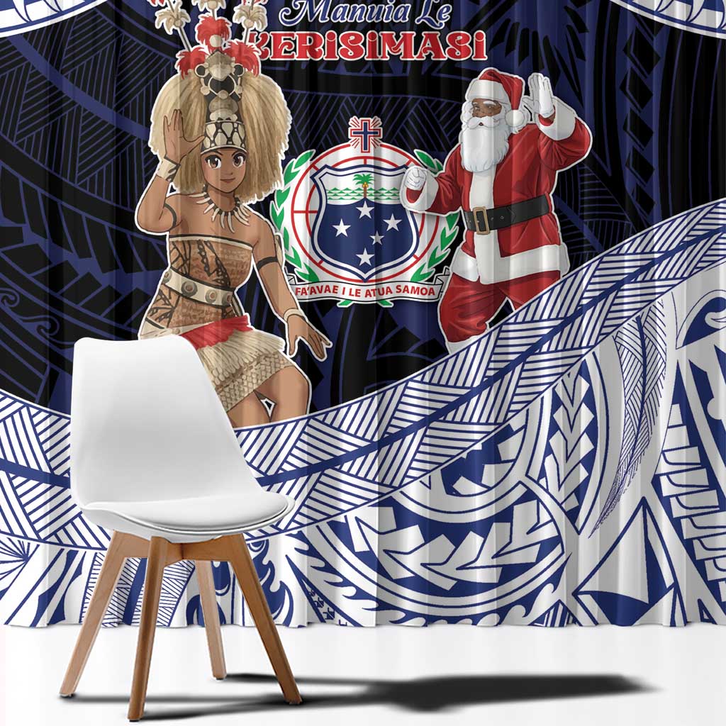 Samoa Christmas Window Curtain Samoan Siva Dance With Santa - Polynesian Pride