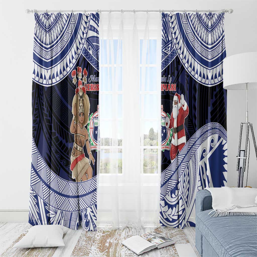 Samoa Christmas Window Curtain Samoan Siva Dance With Santa - Polynesian Pride