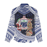 Samoa Christmas Women Casual Shirt Samoan Siva Dance With Santa - Polynesian Pride