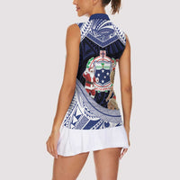 Samoa Christmas Women Sleeveless Polo Shirt Samoan Siva Dance With Santa - Polynesian Pride