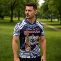 Samoa Christmas Zipper Polo Shirt Samoan Siva Dance With Santa - Polynesian Pride