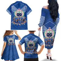 Toa Samoa Family Matching Off The Shoulder Long Sleeve Dress and Hawaiian Shirt Samoan Warrior Spirit Rugby - Polynesian Pride