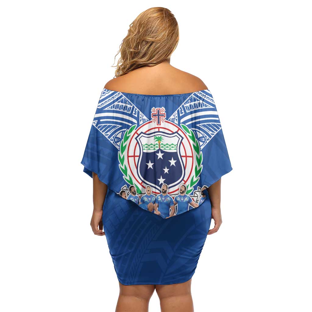 Toa Samoa Family Matching Off Shoulder Short Dress and Hawaiian Shirt Samoan Warrior Spirit Rugby - Polynesian Pride