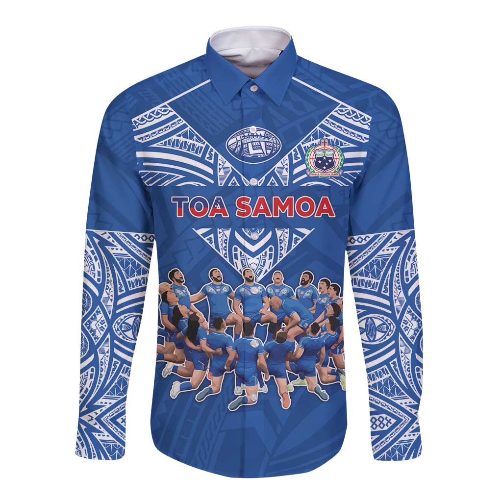 Toa Samoa Long Sleeve Button Shirt Samoan Warrior Spirit Rugby - Polynesian Pride