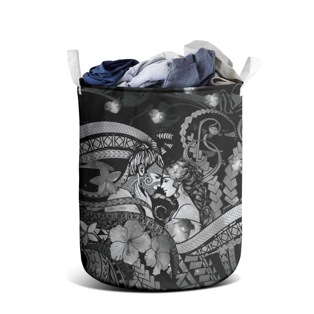 Maori Romantic Valentine Laundry Basket The Hongi Kiss Black Galaxy DT05 - Polynesian Pride