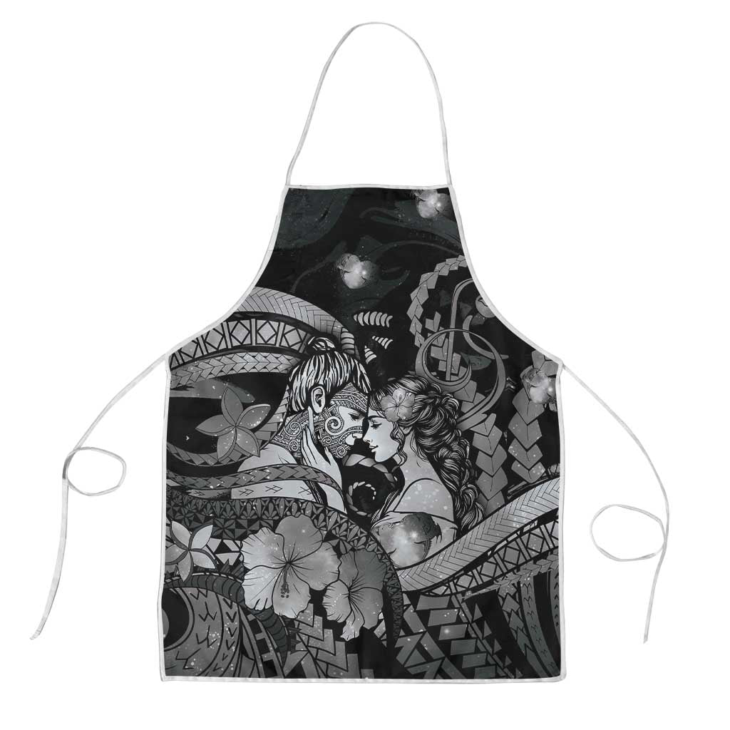 Maori Romantic Valentine Apron The Hongi Kiss Black Galaxy