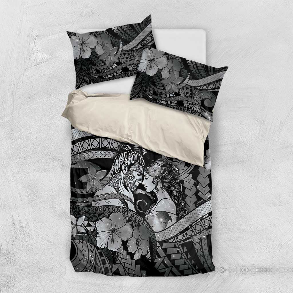 Maori Romantic Valentine Bedding Set The Hongi Kiss Black Galaxy