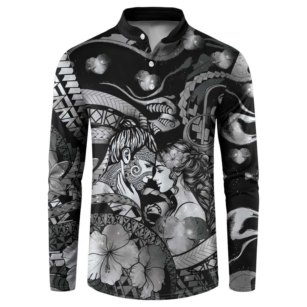 Personalised Maori Romantic Valentine Button Sweatshirt The Hongi Kiss Black Galaxy