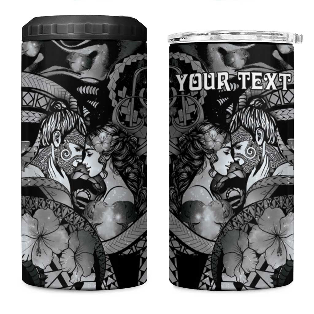 Personalised Maori Romantic Valentine 4 in 1 Can Cooler Tumbler The Hongi Kiss Black Galaxy DT05 One Size: 16 oz Black - Polynesian Pride