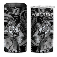 Personalised Maori Romantic Valentine 4 in 1 Can Cooler Tumbler The Hongi Kiss Black Galaxy DT05 One Size: 16 oz Black - Polynesian Pride