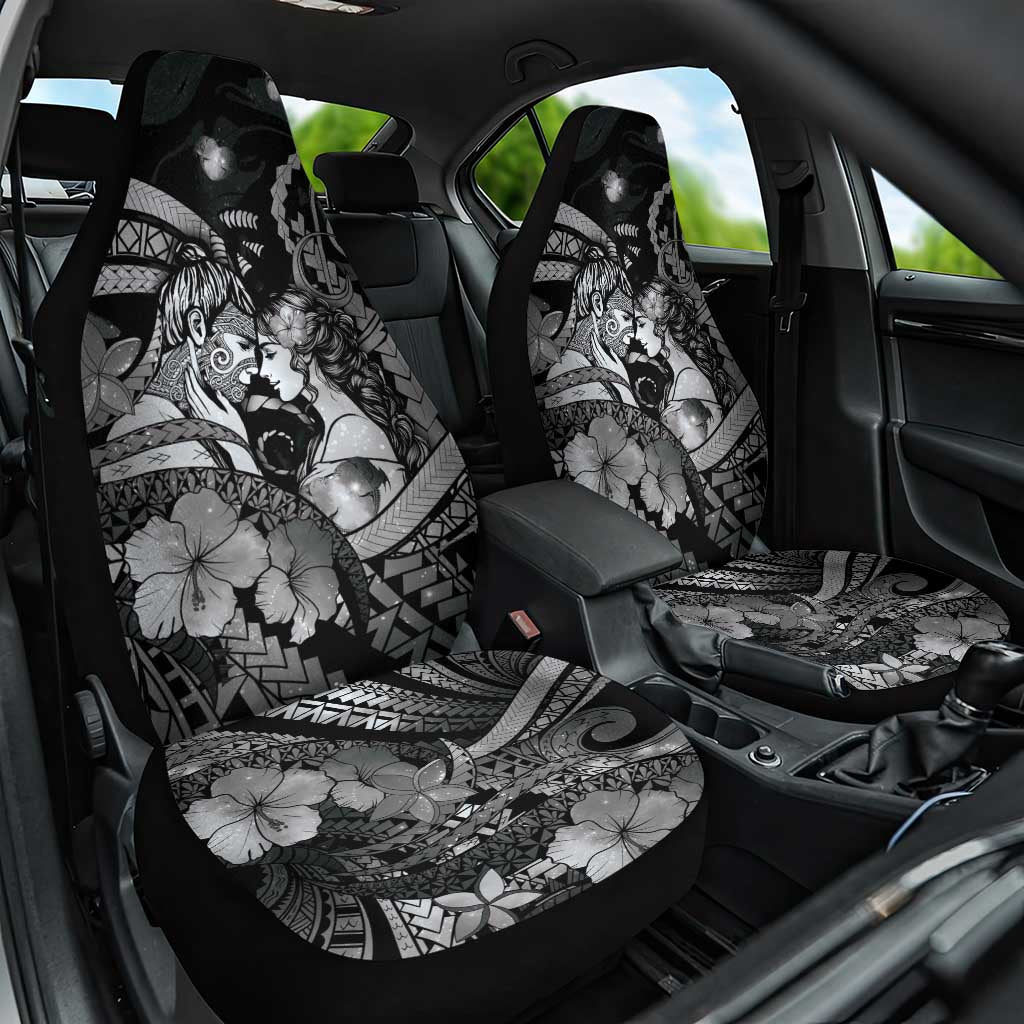 Maori Romantic Valentine Car Seat Cover The Hongi Kiss Black Galaxy DT05 One Size Black - Polynesian Pride