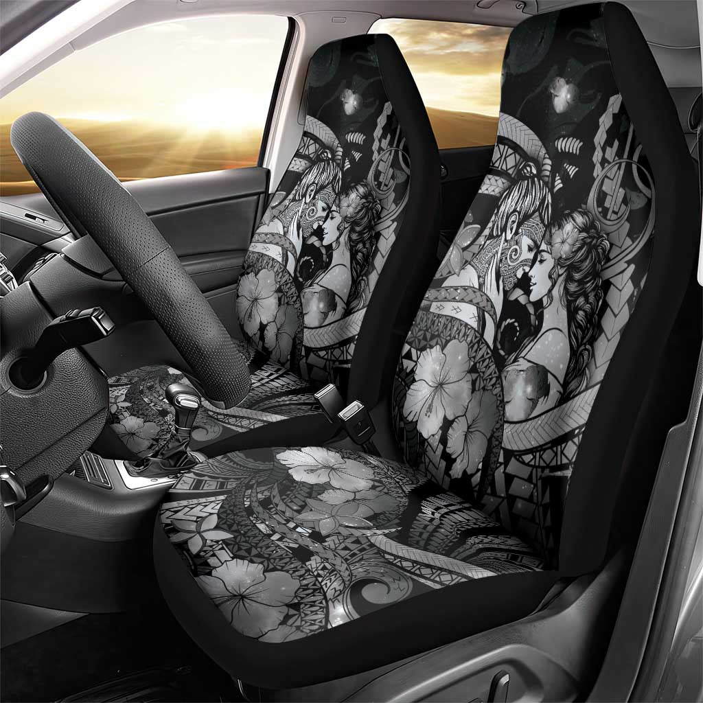 Maori Romantic Valentine Car Seat Cover The Hongi Kiss Black Galaxy DT05 - Polynesian Pride