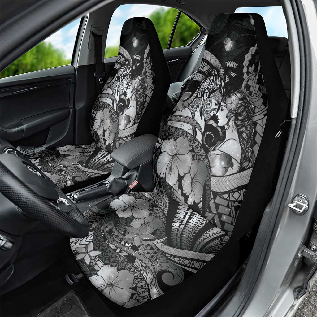 Maori Romantic Valentine Car Seat Cover The Hongi Kiss Black Galaxy DT05 - Polynesian Pride
