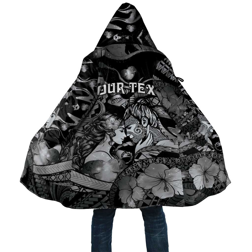Personalised Maori Romantic Valentine Cloak The Hongi Kiss Black Galaxy