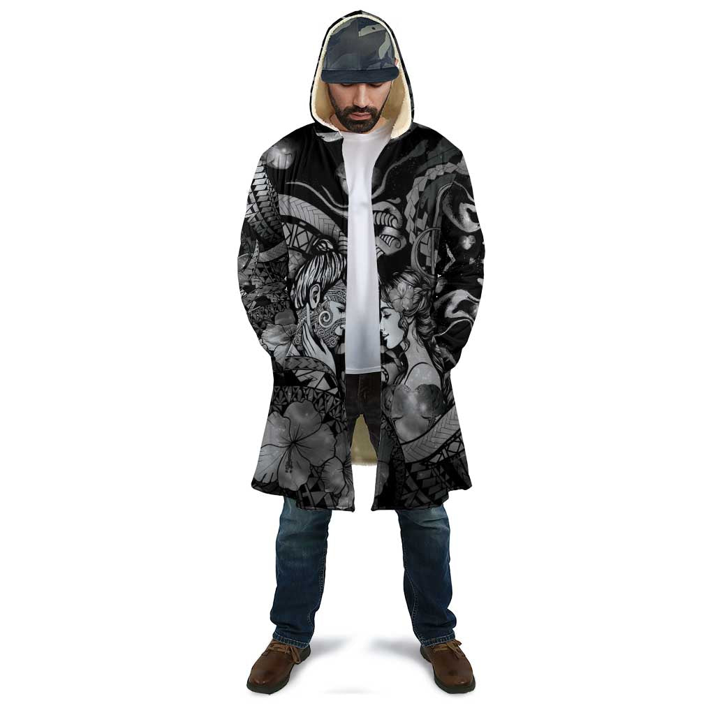 Personalised Maori Romantic Valentine Cloak The Hongi Kiss Black Galaxy