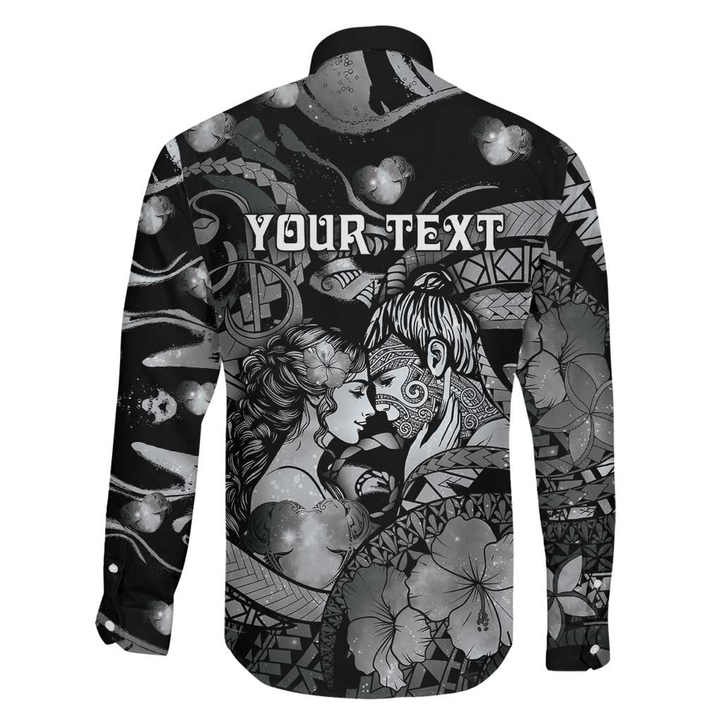 Personalised Maori Romantic Valentine Family Matching Mermaid Dress and Hawaiian Shirt The Hongi Kiss Black Galaxy DT05 - Polynesian Pride