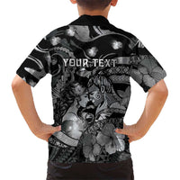 Personalised Maori Romantic Valentine Family Matching Off Shoulder Short Dress and Hawaiian Shirt The Hongi Kiss Black Galaxy DT05 - Polynesian Pride