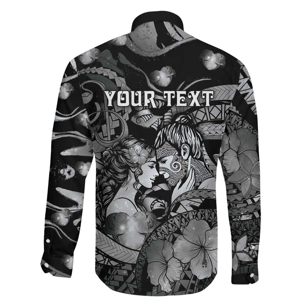 Personalised Maori Romantic Valentine Family Matching Tank Maxi Dress and Hawaiian Shirt The Hongi Kiss Black Galaxy