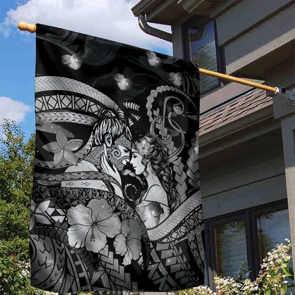 Maori Romantic Valentine Garden Flag The Hongi Kiss Black Galaxy