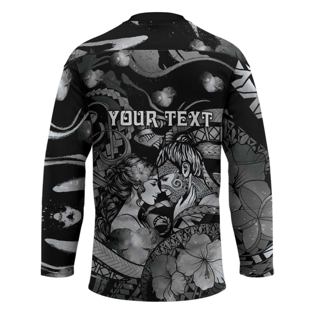 Personalised Maori Romantic Valentine Hockey Jersey The Hongi Kiss Black Galaxy DT05 - Polynesian Pride