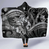 Maori Romantic Valentine Hooded Blanket The Hongi Kiss Black Galaxy