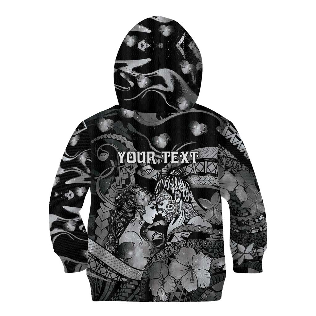 Personalised Maori Romantic Valentine Kid Hoodie The Hongi Kiss Black Galaxy DT05 - Polynesian Pride