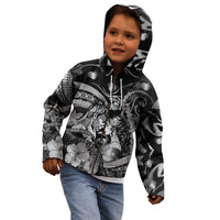 Personalised Maori Romantic Valentine Kid Hoodie The Hongi Kiss Black Galaxy DT05 - Polynesian Pride