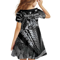 Personalised Maori Romantic Valentine Kid Short Sleeve Dress The Hongi Kiss Black Galaxy DT05 - Polynesian Pride