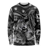 Personalised Maori Romantic Valentine Long Sleeve Shirt The Hongi Kiss Black Galaxy