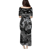 Personalised Maori Romantic Valentine Puletasi The Hongi Kiss Black Galaxy