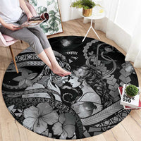 Maori Romantic Valentine Round Carpet The Hongi Kiss Black Galaxy DT05 - Polynesian Pride