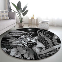 Maori Romantic Valentine Round Carpet The Hongi Kiss Black Galaxy DT05 - Polynesian Pride