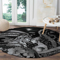 Maori Romantic Valentine Round Carpet The Hongi Kiss Black Galaxy DT05 - Polynesian Pride
