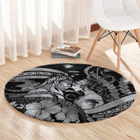 Maori Romantic Valentine Round Carpet The Hongi Kiss Black Galaxy DT05 - Polynesian Pride