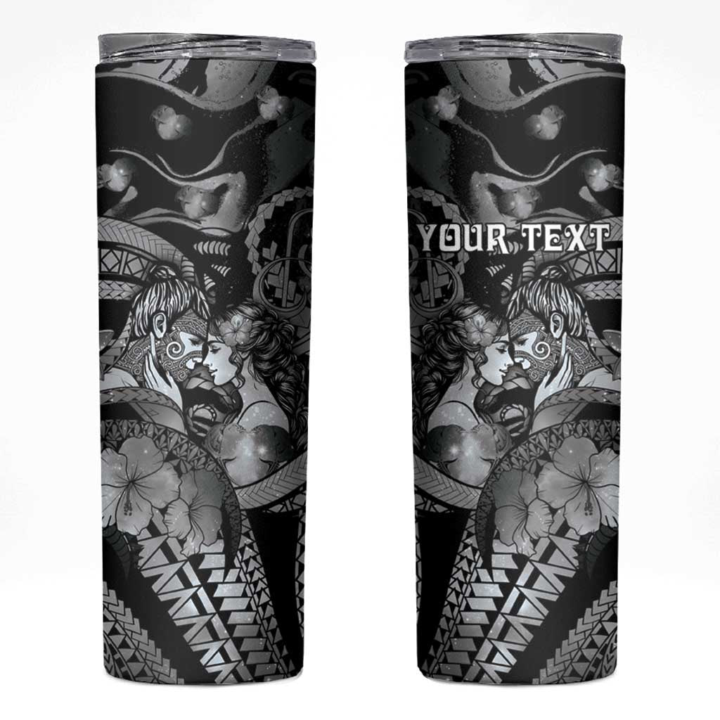 Personalised Maori Romantic Valentine Skinny Tumbler The Hongi Kiss Black Galaxy
